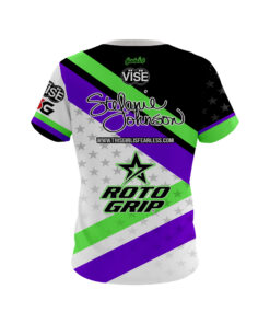 Alternative view of Stefanie Johnson Roto Grip Purple Lime Green Joker CoolWick Bowling Jersey