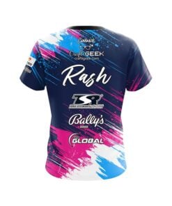 Alternative view of 900 Global Sean Rash Blue Pink Paint Splatter CoolWick Bowling Jersey