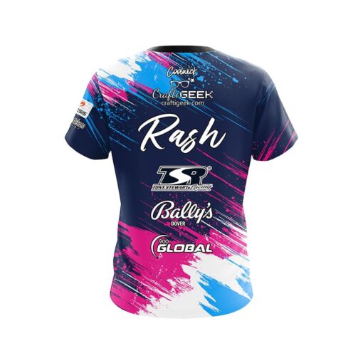 900 Global Sean Rash Blue Pink Paint Splatter CoolWick Bowling Jersey - Image 2
