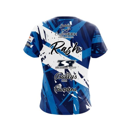 900 Global Sean Rash Blue White Sport CoolWick Bowling Jersey - Image 2