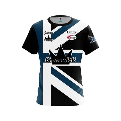 Brunswick Dom Barrett Black Blue Union Jack CoolWick Bowling Jersey