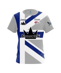 Brunswick Dom Barrett Grey Blue Union Jack CoolWick Bowling Jersey