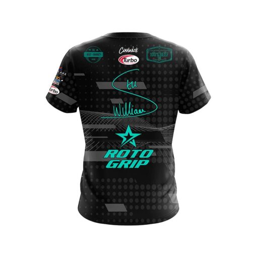 Roto Grip Stu Williams Black Teal CoolWick Bowling Jersey - Image 2