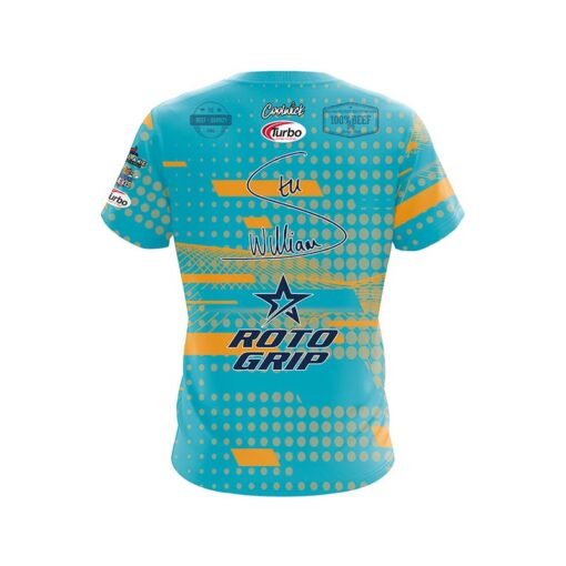 Roto Grip Stu Williams Teal Mayhem CoolWick Bowling Jersey - Image 2