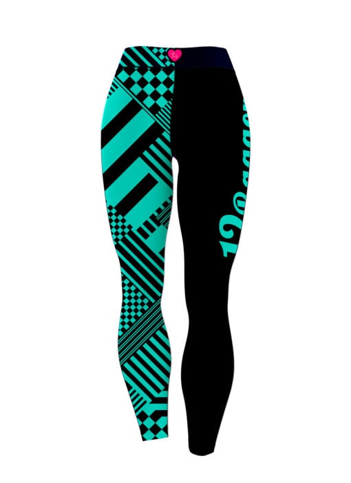 12Bagger Reign Black Teal Stripes CoolWick Leggings - Image 2