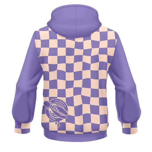 12Bagger Reign Checkered Purple CoolWick Bowling Hoodie - Image 2