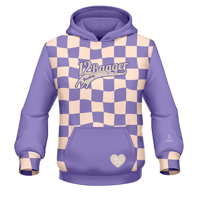 12Bagger Reign Checkered Purple CoolWick Bowling Hoodie