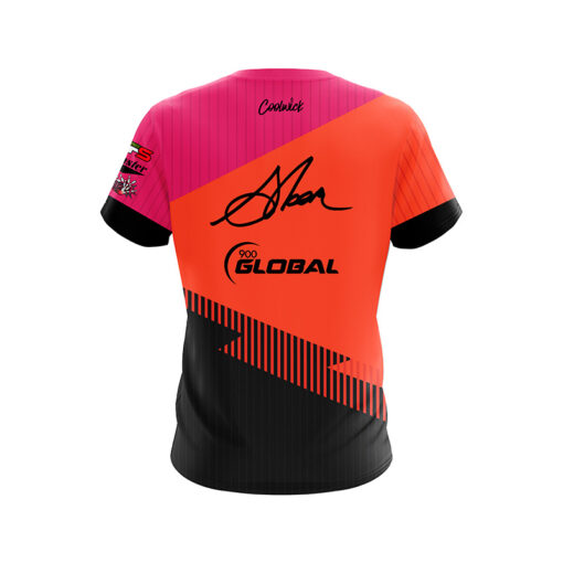 900 Global Chris Sloan Orange Pink Velocity CoolWick Bowling Jersey - Image 2