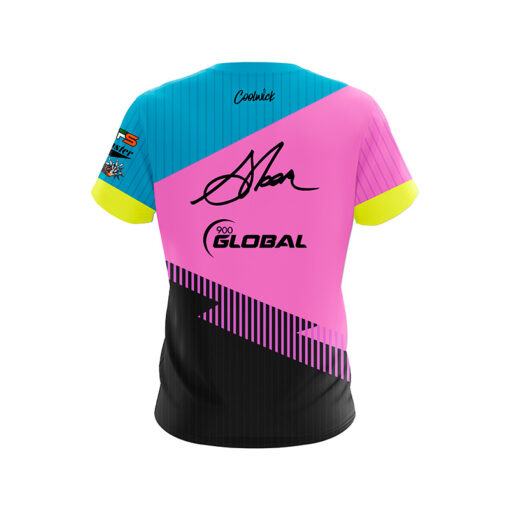 900 Global Chris Sloan Pink Blue Velocity CoolWick Bowling Jersey - Image 2