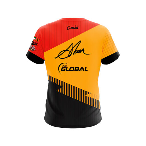 900 Global Chris Sloan Yellow Orange Velocity CoolWick Bowling Jersey - Image 2