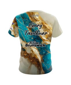 Alternative view of Brunswick Gary Faulkner Jr. Blue Gold Marble CoolWick Bowling Jersey
