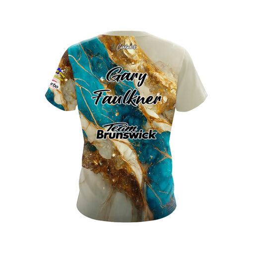 Brunswick Gary Faulkner Jr. Blue Gold Marble CoolWick Bowling Jersey - Image 2