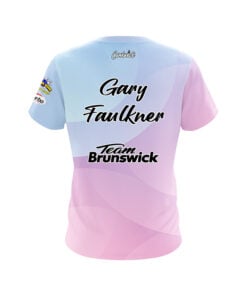 Alternative view of Brunswick Gary Faulkner Jr. Blue Pink Gradient CoolWick Bowling Jersey