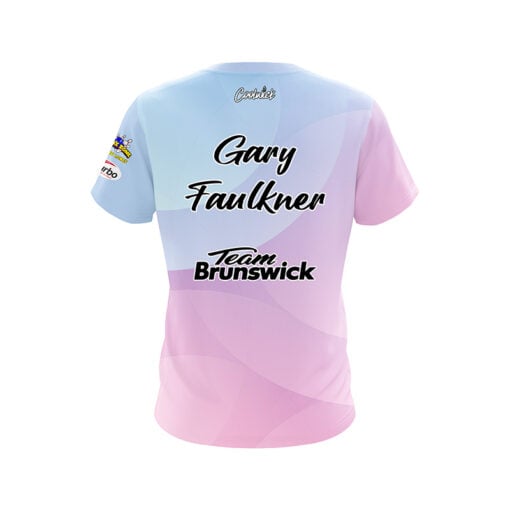 Brunswick Gary Faulkner Jr. Blue Pink Gradient CoolWick Bowling Jersey - Image 2