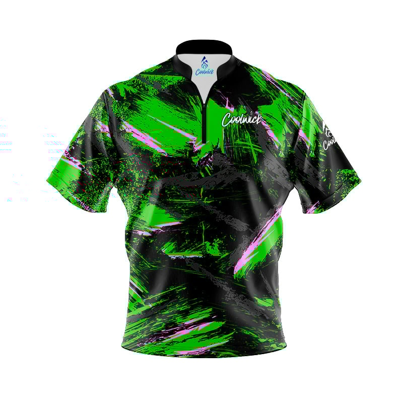 CoolWick Elite Snip Net Green Black Sash Zip Jersey