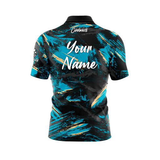 CoolWick Elite Snip Net Teal Black Sash Zip Jersey - Image 2