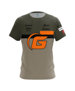 900 Global Daria Pajak Army Green Grey Stripes CoolWick Bowling Jersey