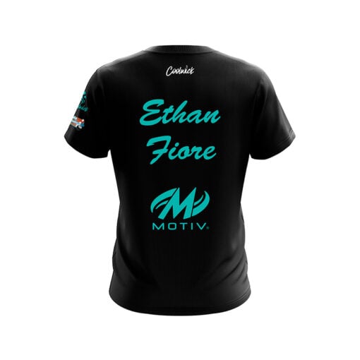 Motiv Ethan Fiore Black Teal CoolWick Bowling Jersey - Image 2