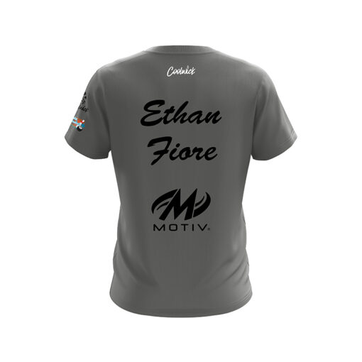 Motiv Ethan Fiore Grey Black CoolWick Bowling Jersey - Image 2