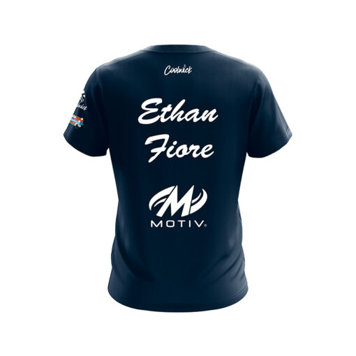 Motiv Ethan Fiore Navy White CoolWick Bowling Jersey - Image 2