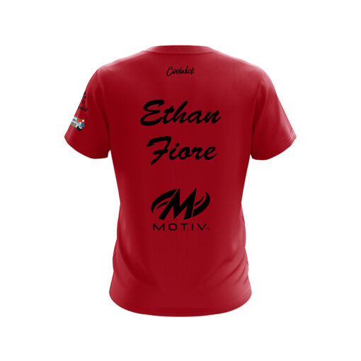 Motiv Ethan Fiore Red Black CoolWick Bowling Jersey - Image 2