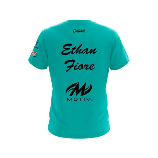 Motiv Ethan Fiore Teal Black CoolWick Bowling Jersey - Image 2