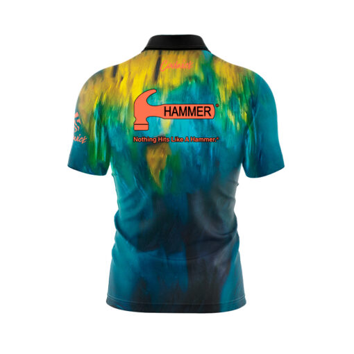 Hammer Raw Hammer Smoke Blue Gold Fast Track CoolWick Bowling Jersey - Image 2