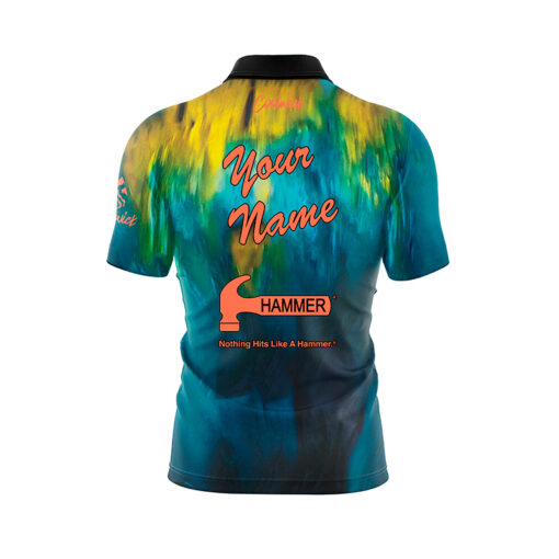 Hammer Raw Hammer Smoke Blue Gold Fast Track CoolWick Bowling Jersey - Image 3
