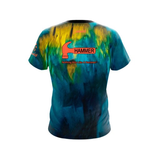 Hammer Raw Hammer Smoke Blue Gold CoolWick Bowling Jersey - Image 2