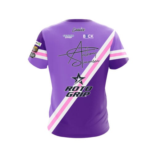 Roto Grip Anthony Simonsen Lilac CoolWick Bowling Jersey - Image 2