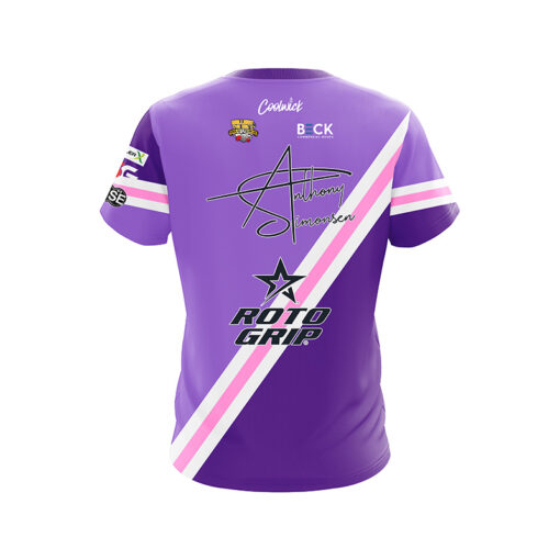 Roto Grip Anthony Simonsen Lilac CoolWick Bowling Jersey - Image 2