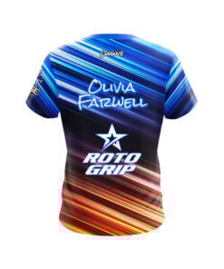 Alternative view of Roto Grip Olivia Farwell Blue Orange Stripes CoolWick Bowling Jersey