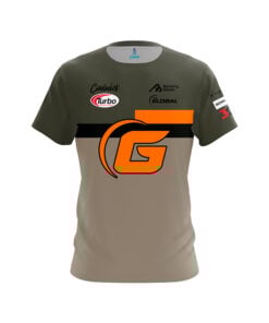 900 Global Daria Pajak Army Green Grey Stripes CoolWick Bowling Jersey