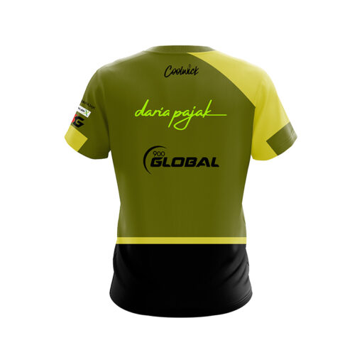 900 Global Daria Pajak Green Yellow Slash CoolWick Bowling Jersey - Image 2