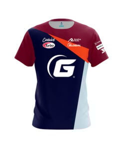 900 Global Daria Pajak Navy Orange Red Stripes CoolWick Bowling Jersey