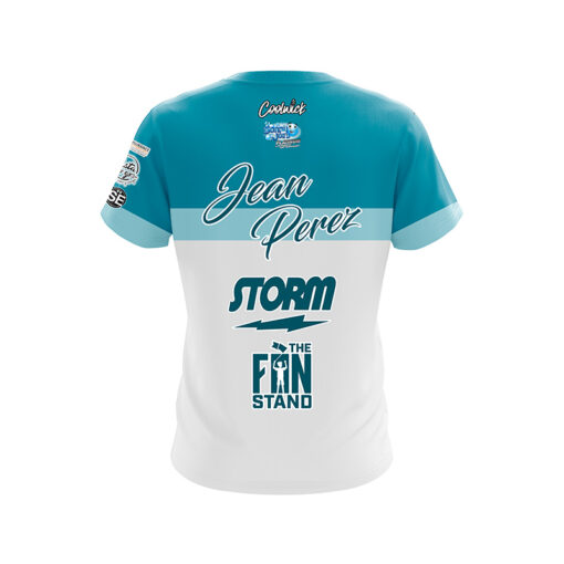 Storm Jean Perez Blue White Stripes CoolWick Bowling Jersey - Image 2