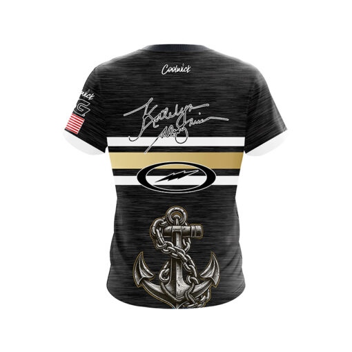 Storm Katelyn Abigania Heather Gold Stripe CoolWick Bowling Jersey - Image 2