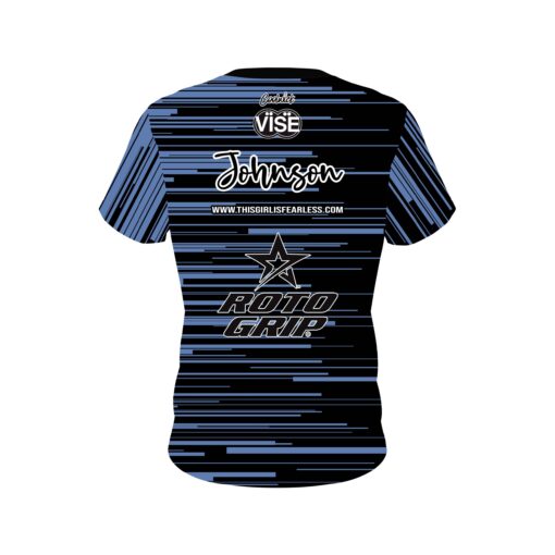 Stefanie Johnson Roto Grip Black Blue Horizontal CoolWick Bowling Jersey - Image 2