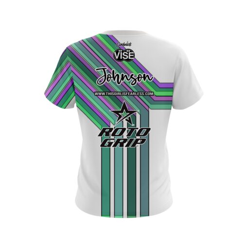 Stefanie Johnson Roto Grip Violet Blue Lines CoolWick Bowling Jersey - Image 2