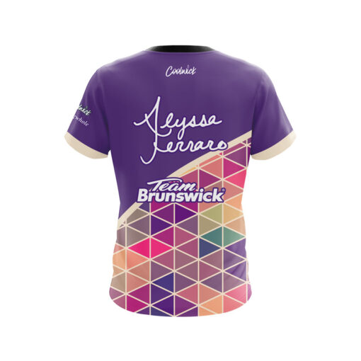 Brunswick Alyssa Ferraro Purple Falling Triangles CoolWick Bowling Jersey - Image 2