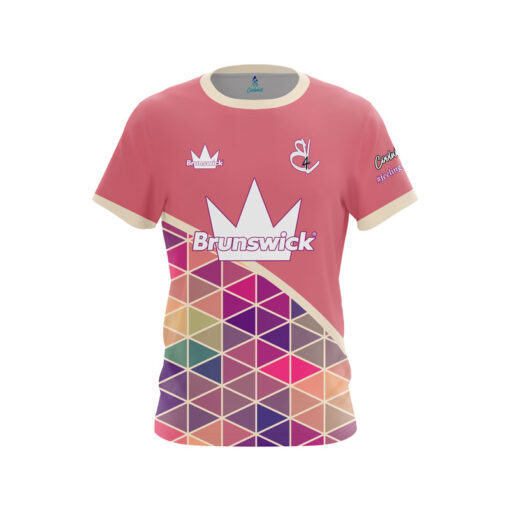 Brunswick Alyssa Ferraro Salmon Falling Triangles CoolWick Bowling Jersey
