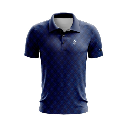 CoolWick Argyle Navy Everyday Button Polo