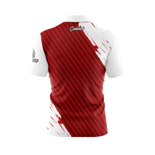 House Shot Red White Fast Track CoolWick Bowling Jersey - Image 2