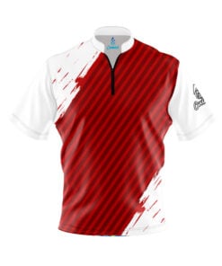 House Shot Red White Fast Track CoolWick Bowling Jersey