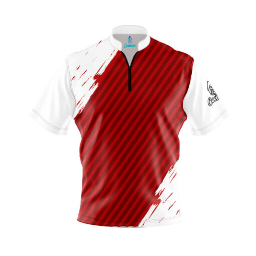 House Shot Red White Fast Track CoolWick Bowling Jersey