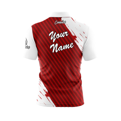 House Shot Red White Fast Track CoolWick Bowling Jersey - Image 3