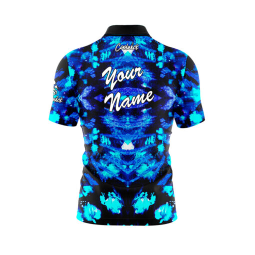 Blue Psychedelic Funk Fast Track CoolWick Bowling Jersey - Image 3