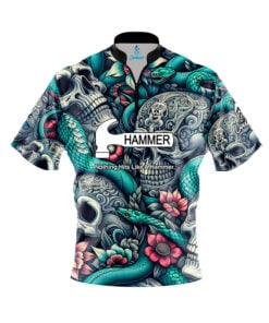 Hammer Skull Snakes Quick Ship CoolWick Sash Zip Bowling Jersey