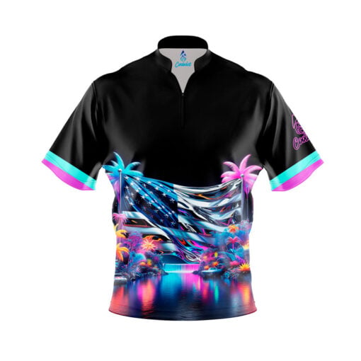 Neon Retro Merica Fast Track CoolWick Bowling Jersey