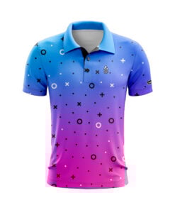 CoolWick XO Blue Pink Everyday Button Polo